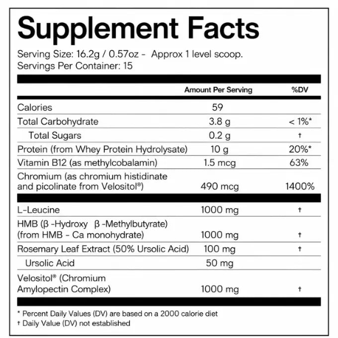Muscle Defense Supplement Facts label